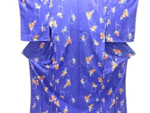 未使用品 破れ亀甲に草花模様小紋着物アンサンブル